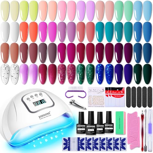 JODSONE Gel Nail Polish Kit with U V Light 32 Colors Gel Polish Set Soak Off Nail Kit Nail Art Salon or Home DIY Manicure Tools Gifts for Women - color: KIT-06