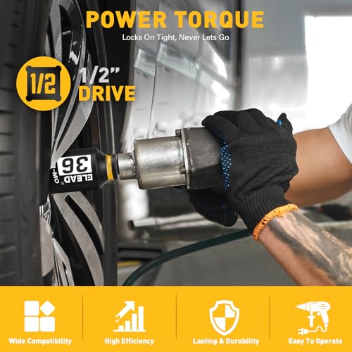 12-Point 1/2" Drive Axle Nut Socket Set, 8-Piece Metric Wheel Axle Nut Wrench Large Jumbo 30mm 32mm 34mm 35mm 36mm, Hex Bit Socket 14mm 17mm 19mm, Car Spindle Joint High Torque Truck Bearing Locknut - style: Metric 12-Point