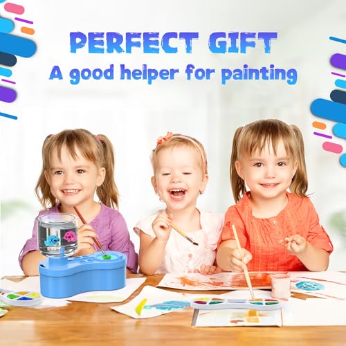 Paint Brush Cleaners, with Paint Palette and Brush Holder for Watercolor/Oil Acrylic and Water-Based Paints, Portable Paint Station & Rinsing Tool,Gift for Kids/Adults/Artist/Beginners Blue - color: Blue
