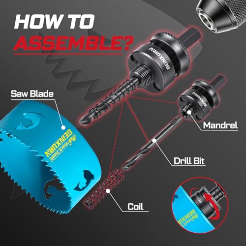 Geinxurn 4 Inch(102mm) Hole Saw, 1PC HSS Bi-Metal Hole Saw Kit with Shark Tooth Hole Cutter for Wood,Drywall, PVC Boards and Thin Metal - color: 1 PCS 4"