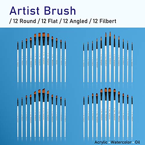 Falling in Art 48 PCS Painting Brushes Sets, Artist Paintbrushes - size: 48 Pcs Mix Nylon