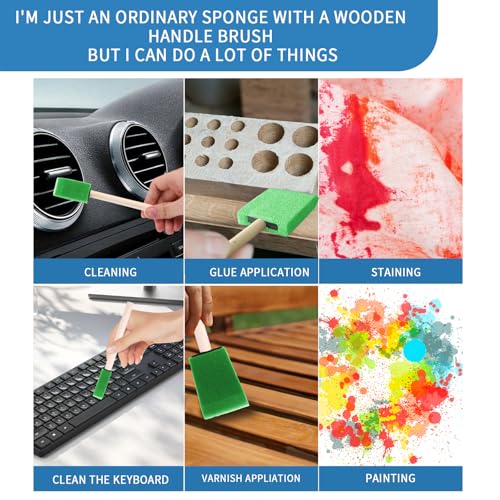 Foam Paint Brushes, 48 Pcs -10 Sizes, Paint Sponge, Premium Foam Brushes - color: Green