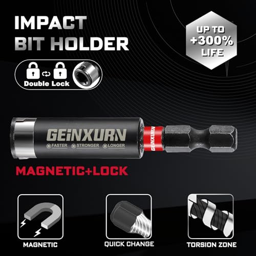 Geinxurn 53Pieces Fixedge Screwdriver Bit Set,1"/2"/4"/6" Mixed Hex Magnetic Alloy Steel Insert Power Bits Tips with Impact Bit Holder Stored in Storage Organizer for Home Repair - size: MIX-53