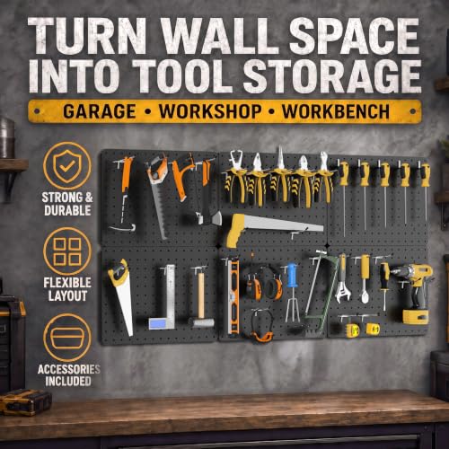 Steel Pegboard Tool Wall Organizer, 6Pack 14.76 x 10.82 in, 6 Bins, Black - color: Black, size: 14.76"x10.82"- 6 Pcs