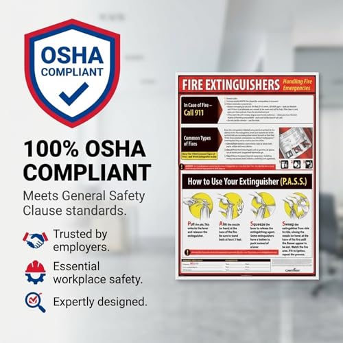 ComplyRight Fire Extinguisher Poster, 18" x 24", Safety Signs for Workplace - color: Fire Extinguisher Poster