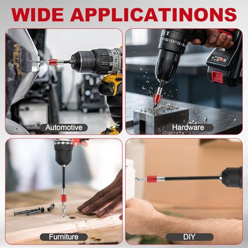 3-Piece Magnetic Drill Bit Extension Set, 1/4 Inch Hex Shank