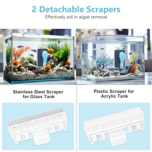 fishkeeper Aquarium Magnetic Glass Cleaner, Fish Tank Algae Cleaning Tool - size: S for Glass Thickness：1/8"-1/4"