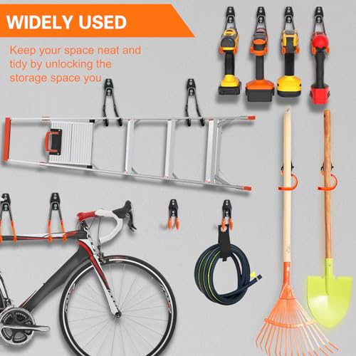HUPBIPY 18 Pack Garage Hooks Heavy Duty, Wall Mount Ladder Hooks - color: 18 Pack Orange