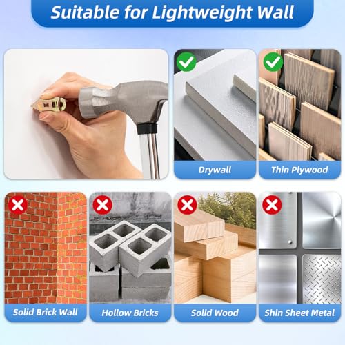 180 PCS Self-Drilling Drywall Anchors KIT - 90 Metal Winged Zinc Plated Drywall Anchors and 90 Screws for Sheetrock, Gypsum Board, Hollow Walls - No Drill Needed