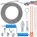 ACOCO 16.4FT Drain Snake, Drain Auger with Drill Attachment, 6 Cutter Heads