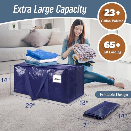 12 Pack Extra Heavy Duty Large Moving Bags with Strong Zipper, Dark Blue - color: Dark Blue, size: 12 Pack