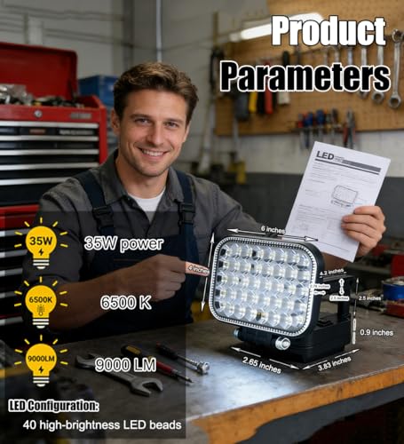 35W 9000LM Cordless LED Work Light (Battery Not Included)