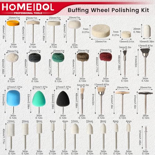 103PCS Polishing Kit for Dremel Buffing Wheels 1/8" Shank Polishing Bits - style: 103PCS Buffing Wheels