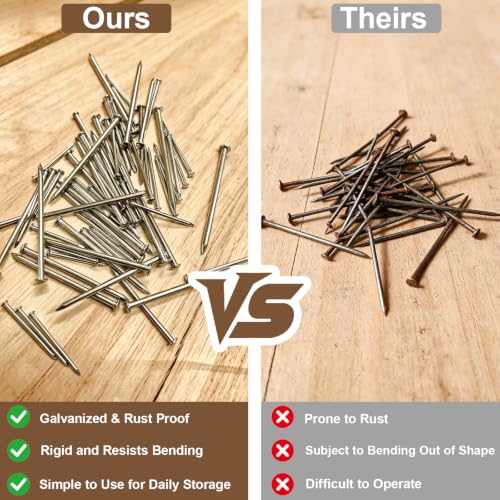 395Pcs Nails Assortment Kit, 5 Sizes Silver Hardware Nails for Hanging Pictures, Frames, Wood, Wall, Home DIY