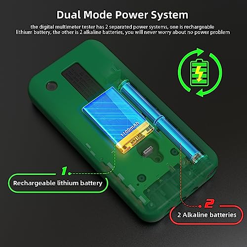 Digital Multimeter Infrared Thermometer Rechargeable Smart Voltmeter 9999 Counts Electrical Current Tester Capacitance, High/Low Voltage Diode Tester for LED Automotive Electrician Electronic