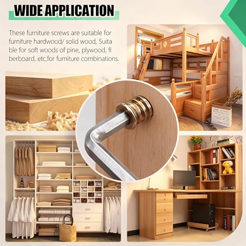 Twidec/105PCS 1/4"-20 Threaded Inserts for Wood Furniture Screw-in Nut Wood Inserts Bolt Assortment Kit with M6 Hex Wrench (1/4"-20 x10mm) N-059-1/4x10 - size: 1/4"-20 x 10mm (105 PCS)
