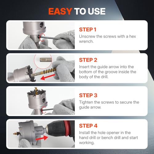BLACK CANYON 12 Pcs Carbide Hole Saw Kit, Heavy Duty Hole Saw Set with Carbide Hole Cutters and Pilot Drill Bits, for Stainless Steel/Cast Iron/Carbon Steel/Aluminum/Metal (5/8" to 2-1/8")