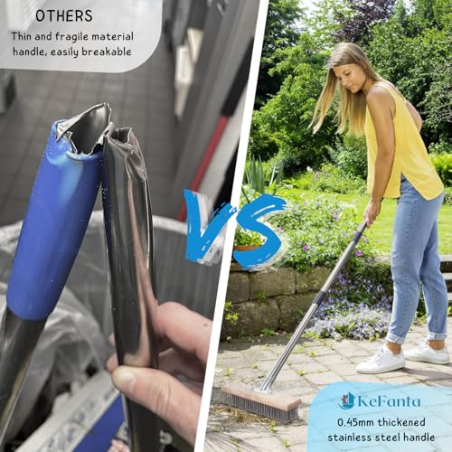 Stainless Steel Wire Brush, 59'' Long Handle Floor Scrubber for Concrete - color: Stainless Steel