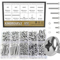 372 Pieces M4 x 6/8 /12/16 /20/25 /30mm Phillips Pan Head Machine Screws Nuts Washers Assortment Kit, 304 Stainless Steel, Fully Machine Thread - size: M4, style: Phillips Pan Head