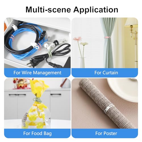 Silicone Cable Ties, 30Pcs Reusable Cord Ties in 3 Sizes for Various Cables