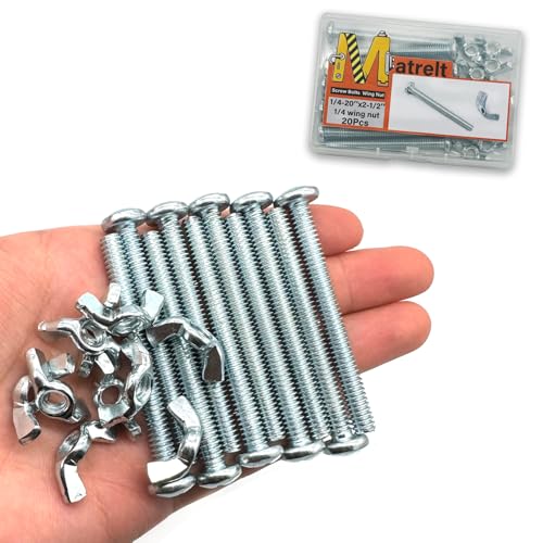 20Pack 1/4"-20 x2-1/2 Screw Bolts and Wing Nut Kit 10pcs Machine Screws with Round Head Phillips 10pcs Butterfly Hand Twist Tighten Nut Zinc Plated Hardware Fitting Fastenings Assortment Kit - size: Silver 20 Pack 1/4"-20 x2-1/2"