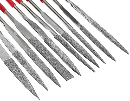 10Pcs 4mm x 160mm Mini Diamond Needle File Set for Carving Metal Ceramic Tile Glass Wood Fit Jewelers Hobby - size: 4*160mm