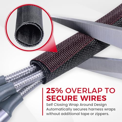 1/2"-36ft Automotive Mesh Woven Wire Sheathing Split Wire Loom - style: 1/2" - 36 Feet