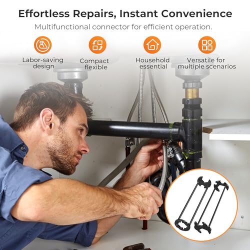 2Pcs Multifunctional Sink Wrench Set, 7 Sizes Basin Wrench Faucet Wrench, Under Sink Wrench Faucet Tool, Faucet Hose Spanner Sink Basin Wrench Four-Jaw Hex Wrench for Kitchen Bathroom Screws & Threads