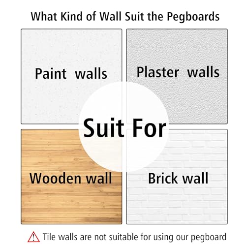 Peg Board, 6Pcs Pegboard Wall Organizer Panels Black Pegboard Wall Mount, ABS Pegboard for Home, Craft Room, Garage, Kitchen, Workshop, Tool Organization, 10 * 10in Peg Boards. (No Hooks and Bins). - size: Black Peg Board- 6Pcs