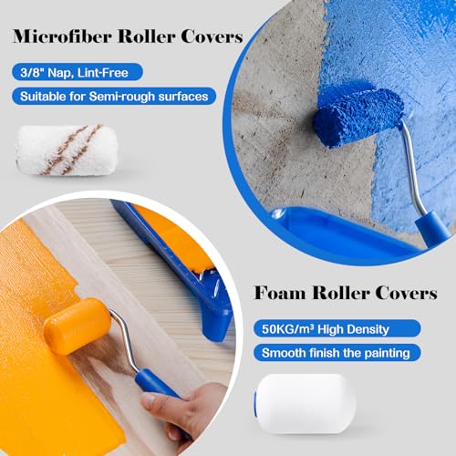 Mister Rui 25Pc 2" Foam Paint Roller Kit with Tray Liners & Sponge Brushes - size: 2 Inch,25 Pack
