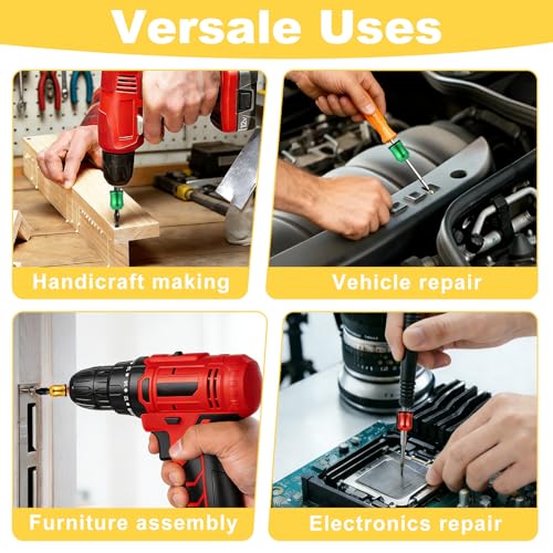 6 Pcs Magnetic Screw Holder Ring with 3 Pcs Ph2 Screwdriver Bit Set, 1/4" Universal Strong Magnetic Ring, Removable Screwdriver Bit Holder Tool for Drill Bits & Hex Screwdrivers