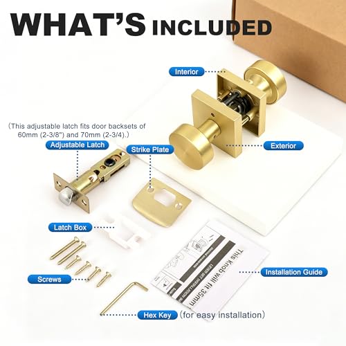 Interior Privacy Door Knob, Matte Gold 3 Pack - color: Matte Gold