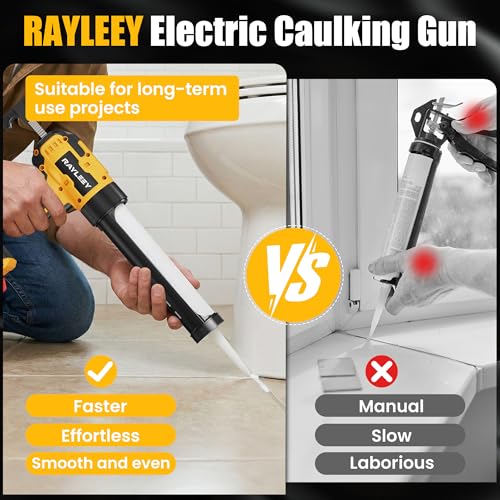 Electric Caulking Gun, Battery Powered Caulk Gun with 2 x 2000mAh Batteries, 9pcs Caulk Remover Tool, 6 Adjustable Speeds, Dripless Auto Retract, LED Light Silicone Gun for Filling, Sealing - color: With 2x 2.0ah Battery