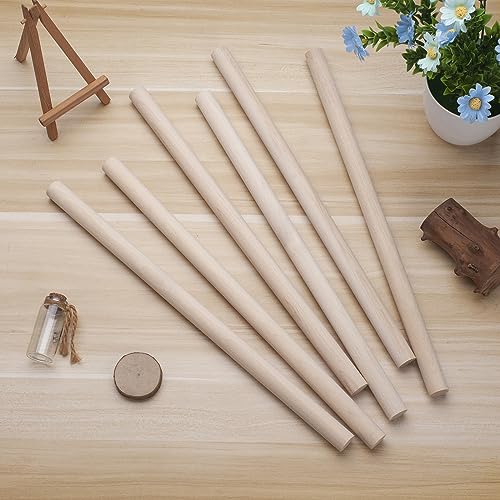 Wooden Dowel Rods Wood Dowels for Crafts, 6 PCS 3/4 x 15 Round Macrame Wooden Sticks for Crafting, Unfinished Hardwood Sticks for Arts and DIYers, Tiered Cake Support, Closets, Wedding Ribbon Wands - size: 3/4"×15"-6PCS
