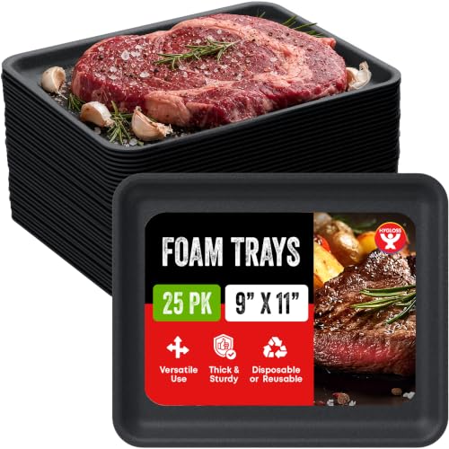 Hygloss Black Foam Trays for Food & Crafts, 9 x 11 Inch, Pack of 25 - color: Black, size: 9 x 11-Inch, style: 25 Pieces