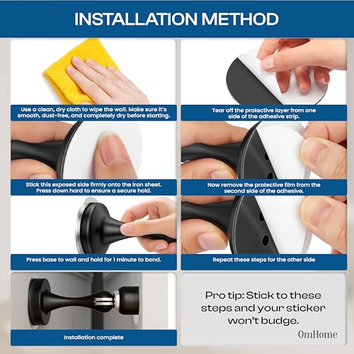 OmHome 2 Pack Magnetic Door Stop Soft Magnetic Door Catch, Magnetic Door Stoppers for Bottom of Door, Practical and No-Drill Solution with 3M Self Adhesive Pads to Hold