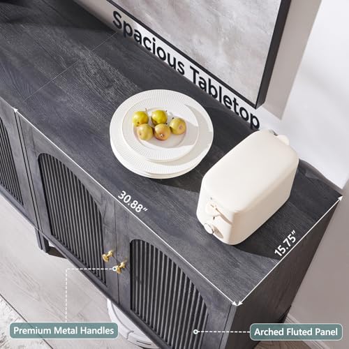 IFGET 34" Tall Modern Arch Sideboard Buffet Cabinet with Storage, Dark Grey - color: Dark Grey, size: 1 Piece