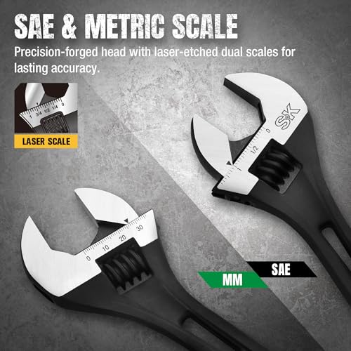 SK 10-Inch Adjustable Wrench, 2.6X ANSI Strength, Black Phosphate Finish