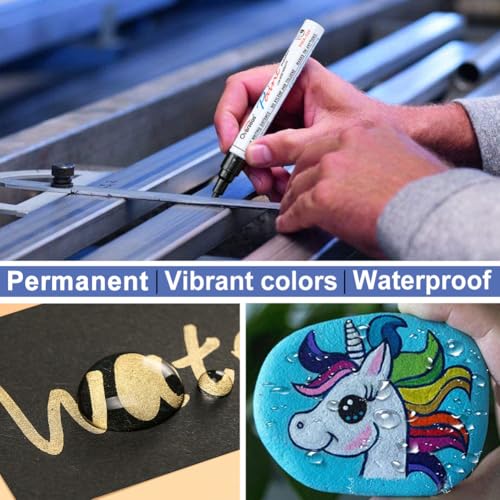 Overseas White Paint Pens Permanent Markers, 2 Oil Based Paint Makrers - color: White