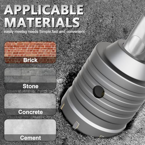 34PCS Concrete Hole Saw Kit, 30-110mm Masonry Drill Bits with SDS Plus Shanks, Tungsten Carbide for Concrete, Brick, Cement, Stone - Quick-Change Design & Dust Collection