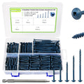 460Pcs Pocket Hole Screws, 1" 1-1/4" 1-1/2" 2" 2-1/2" Wood Screws Assortment Kit #8 Coarse Thread Blue Anti-Rust Coated Pocket Screw Jig Kit, Square Drive, Self Tapping, Indoor & Outdoor - size: D. #8