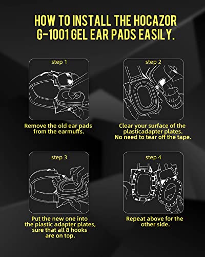 G-1001 Replacement Gel Ear Pads Compatible with Awesafe, Howard Leight Earmuffs, Gucho Ear Protection, Zohan EM054 Hearing Protector Silicone Ear Cushions Hygiene Kit - style: Gel Ear Pads(g-1001)