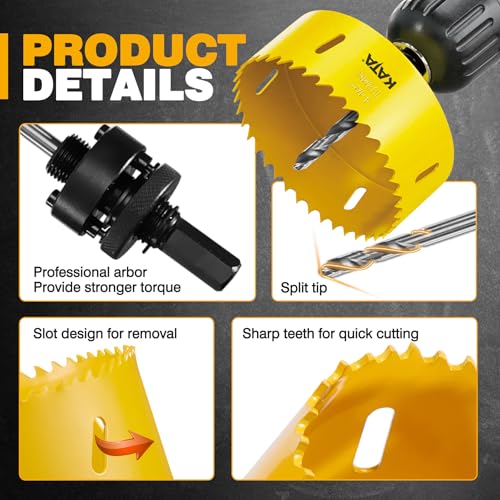 KATA 4-1/4 Inch Hole Saw with Silicone Dust Bowl for Recessed Lighting | 4.25" Hole Saw with Clear Smooth Bowl Helps Catch Drywall Dust for Smaller Ceiling, Can Light, Vent and Wood Repair Cutouts - color: 4-1/4 Inch