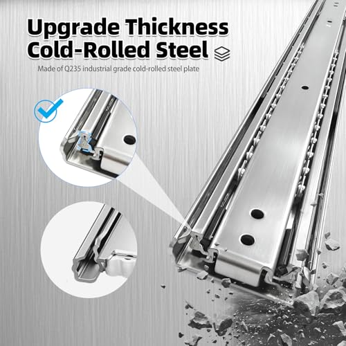 Thickened 200Lbs Heavy Duty Drawer Slides 1 Pair 10 12 14 16 18 20 22 24 32 40 Full Extension Ball Bearing Sliding Rails Cabinet Tool Box Runners Tracks Glides (14" L) - size: 14Inch, style: W:51mm
