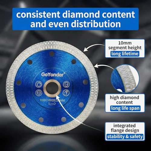 GoYonder 5pcs 4" Grinder Blades Tile Blade, Diamond Saw Blade for Cutting Porcelain Tiles Granite, 115mm Tile Cutting Blade for Angle Grinder - size: 4"-Blue-5 PCS