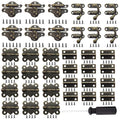 EAEDMY 36 Sets Retro Jewelry Box Hinges and Latches Hardware, Small Bronze Brass Latch Hinges for Wooden Jewelry Box and Decorative Cabinet, with Matching Screws Kit(Catch*12 + Hinges*24) (36)