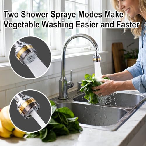 360° Swivel Kitchen Faucet Aerator Replacement 2-function Kitchen Faucet Sprayer Attachment Faucet Nozzle Attachment Water-Saving Faucet Head Replacement Part 55/64'' Female Thread,Short - size: SHORT