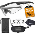 HTS HUNTERSKY Ballistic Tactical Shooting Glasses ANSI Z87+ UV400 Protective Eyewear - color: Black Clear W/ Tactical Glasses Case
