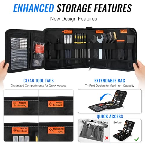 68Pcs 3D Printer Tools Kit with Storage Case, 3D Printer Accessories - Deburring Tool, 3D Printer Removing Scrapers, Metal Files, Brushes, Hand Drill, Tweezers, for Bambu Lab, Ender 3, Kobra, etc. - style: Professional Version
