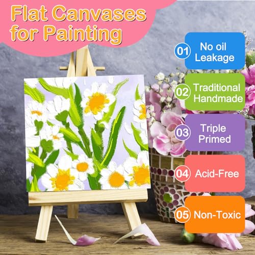 ESRICH 3x3IN Small Canvases for Painting, 64 Pack Mini Canvas Boards Cotton Painting Canvas Primed Acid Free Mini Blank Canvas Panels for Oil Paint,Watercolor,Acrylic Paint,Gouache&Tempera. - size: 3x3in 64pack